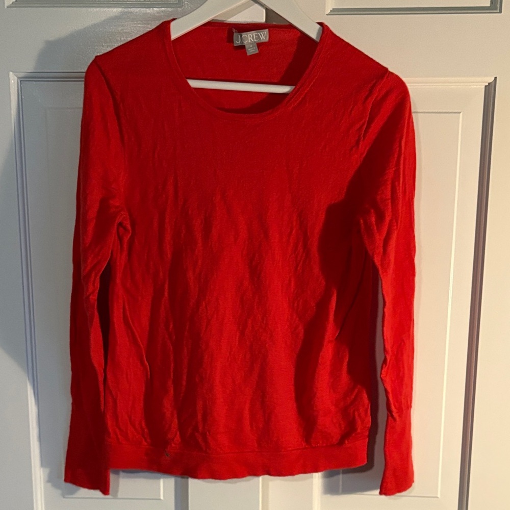 J. Crew Merino Wool Red Crew Neck Sweater